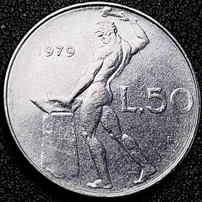 泉币菌-第189场- 情人节快乐 精品福利场 拍品较多 请提前出价（年后发货） - 意大利 1979年 50里拉 锻冶之神 伍尔坎 24mm