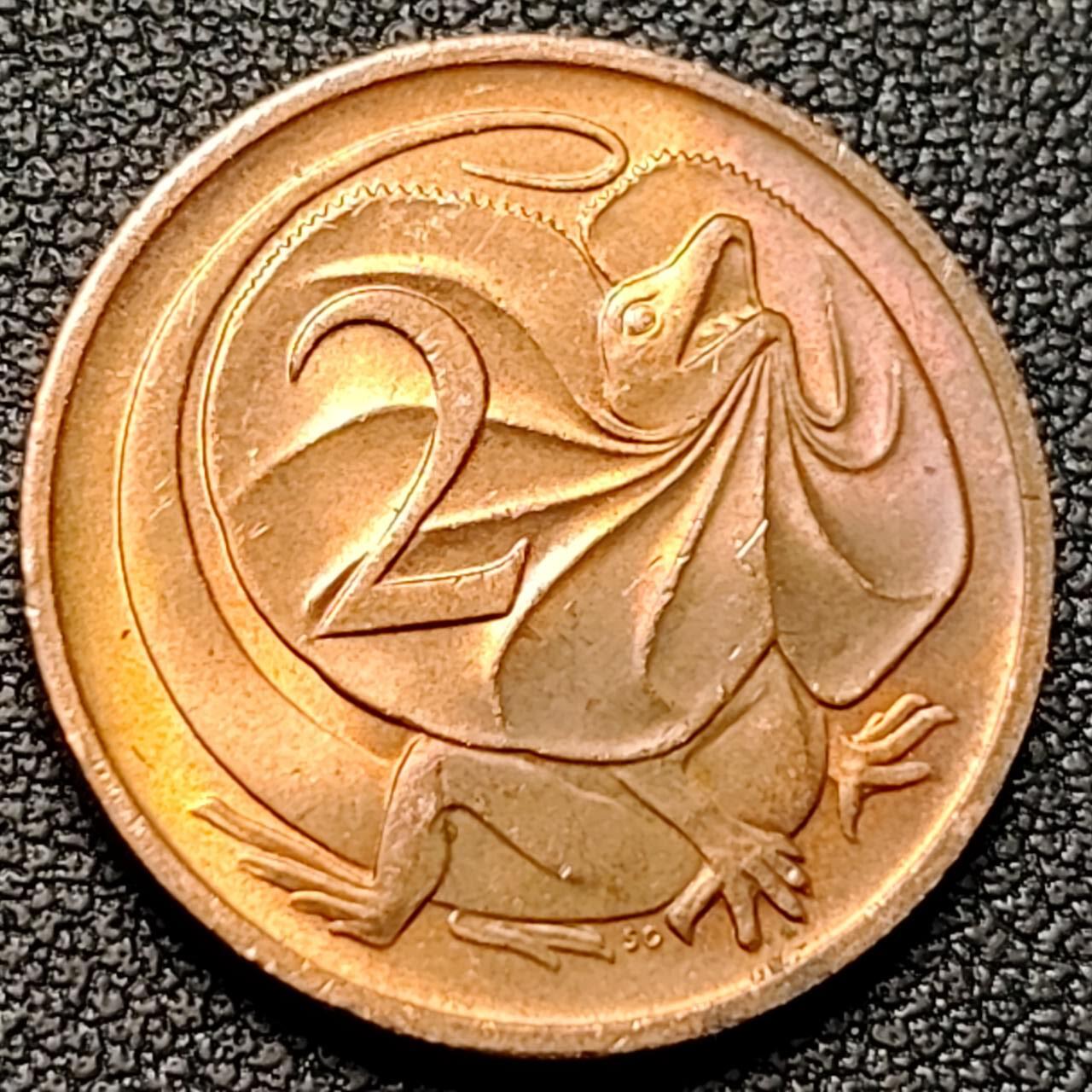 泉币菌-第192场- 除夕专场-新年快乐 本场拍品多 请提前出价（年后发货） 1984年 澳大利亚2分 伞蜥蜴斗篷蜥21.5mm铜币