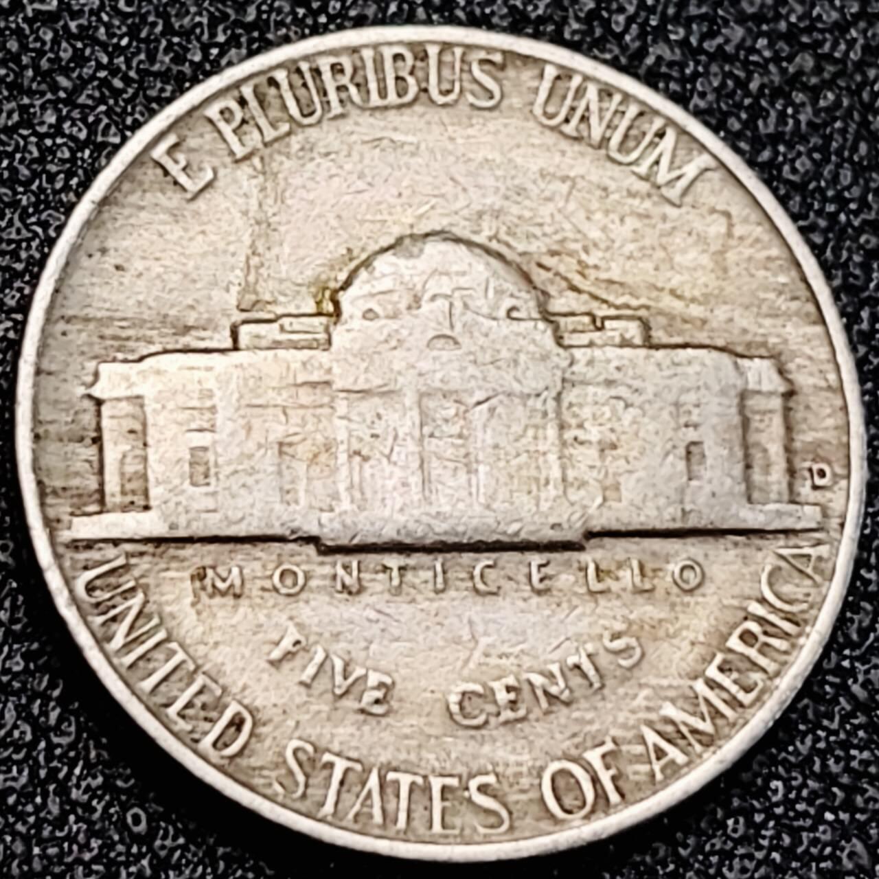 泉币菌-第189场- 情人节快乐 精品福利场 拍品较多 请提前出价（年后发货） 美国1947年5美分纪念币 杰斐逊 及 故居蒙蒂塞洛庄园 21mm 