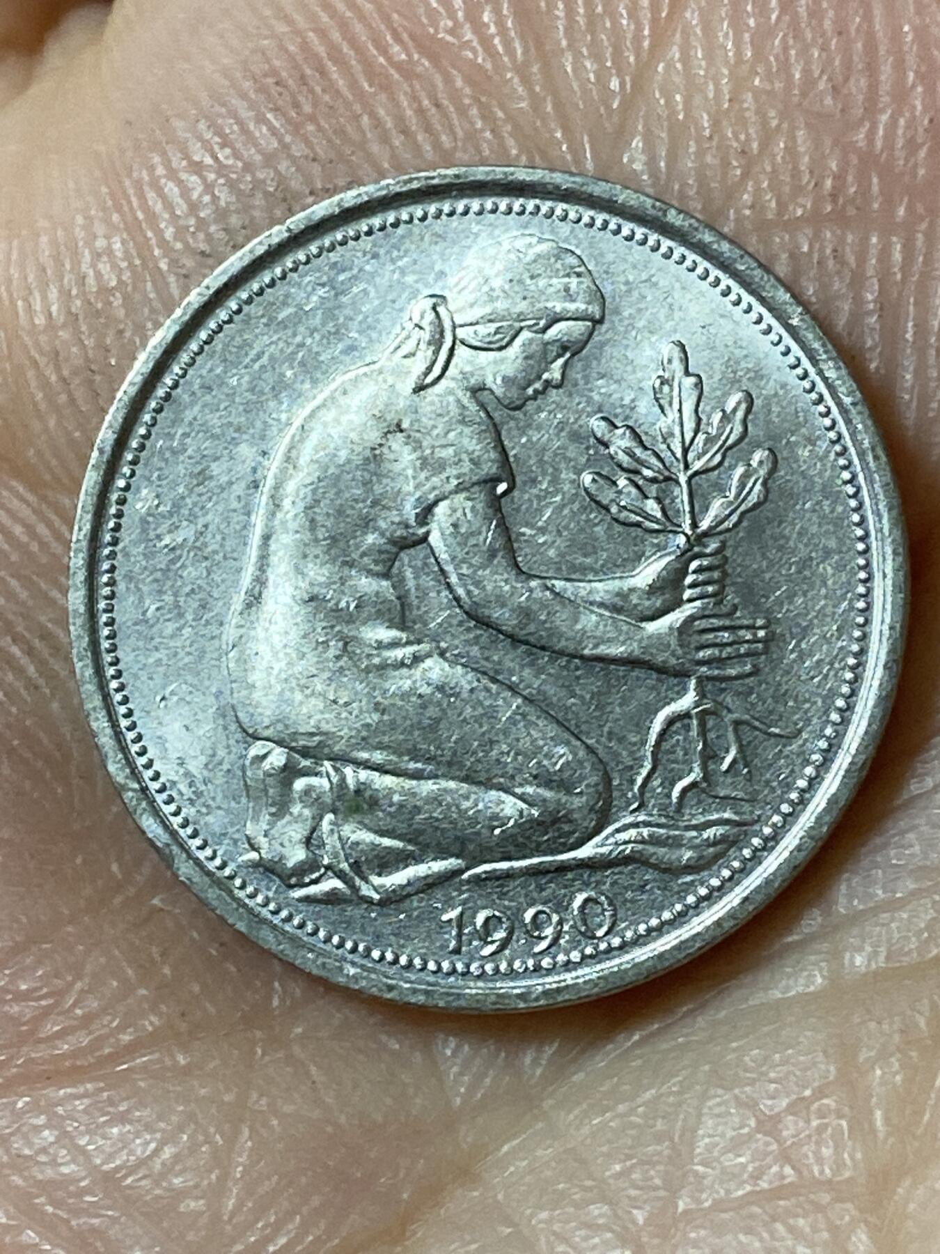 2026年第二十五场(总第一百九十四场）外国好品散币场(免佣金) 德国🇩🇪1990年50芬尼(第三版光边，F标，斯图加特造)