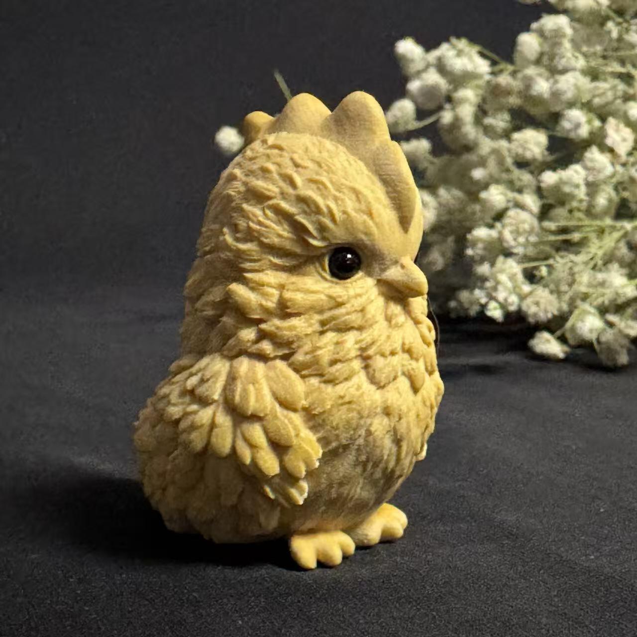 零元拍：哈基米系列，黄杨木雕12生肖之：鸡宝宝，高约：40MM。就这么可耐