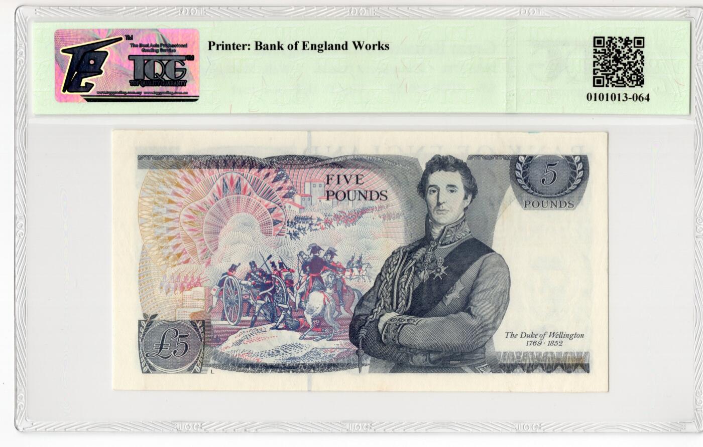 PThappally收藏第55次拍卖，英联邦地区硬币纸币 1987 英格兰银行 5 英镑  签名为D.H.F.Somerset, Pick:378e, TQG 58 Choice About UNC