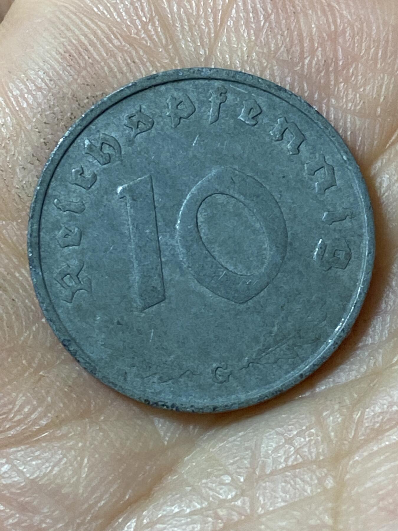 2026年第二十五场(总第一百九十四场）外国好品散币场(免佣金) 德意志第三帝国1942年10芬尼(G标，卡尔斯鲁厄造)