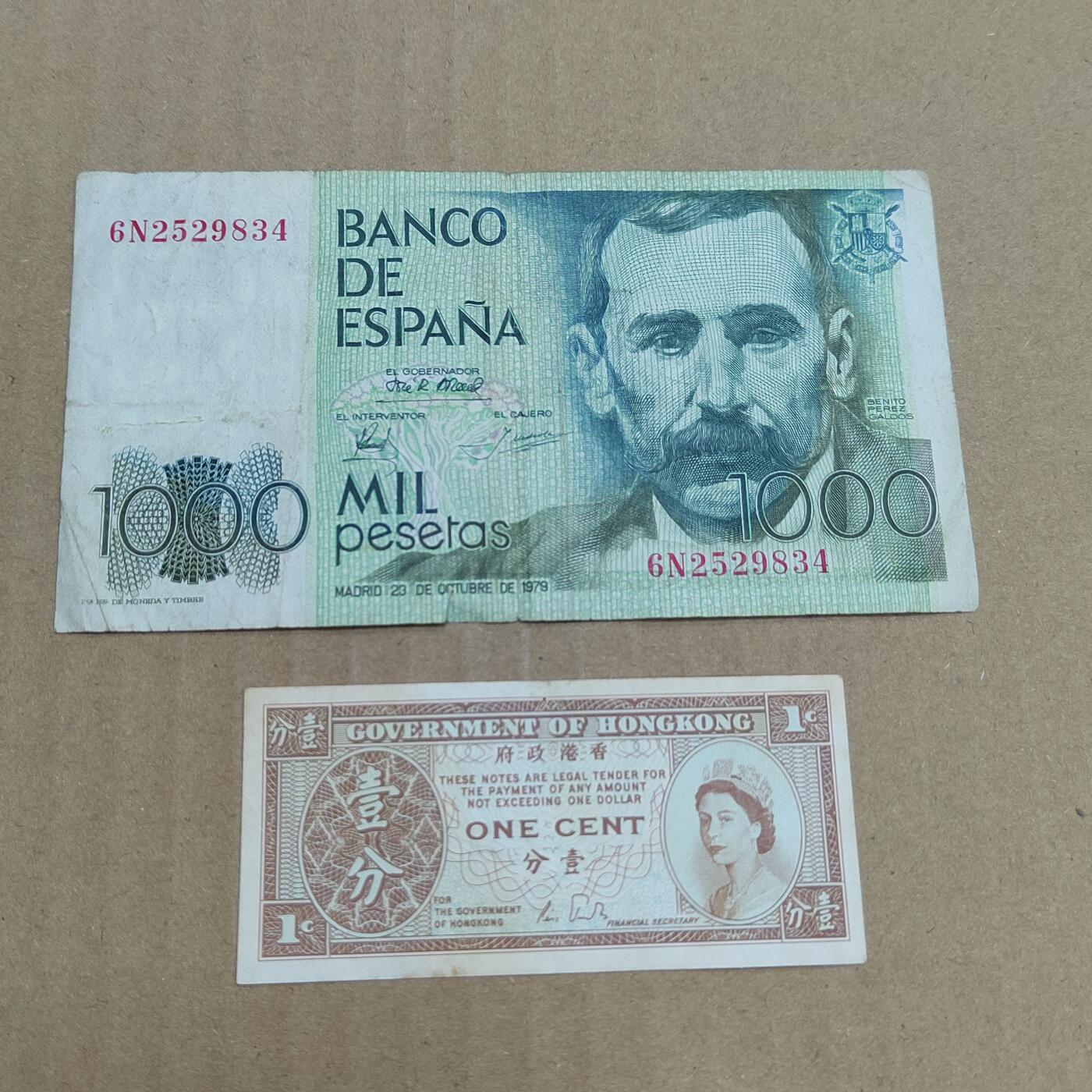 PCAI钱币  20-756外国纸币小专场 西班牙香港