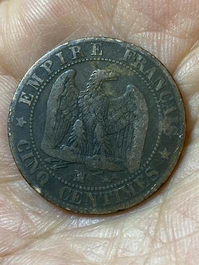 2026年第二十五场(总第一百九十四场）外国好品散币场(免佣金) - 法兰西第二帝国1857年5生丁(拿破仑三世第一版，MA标马赛造)