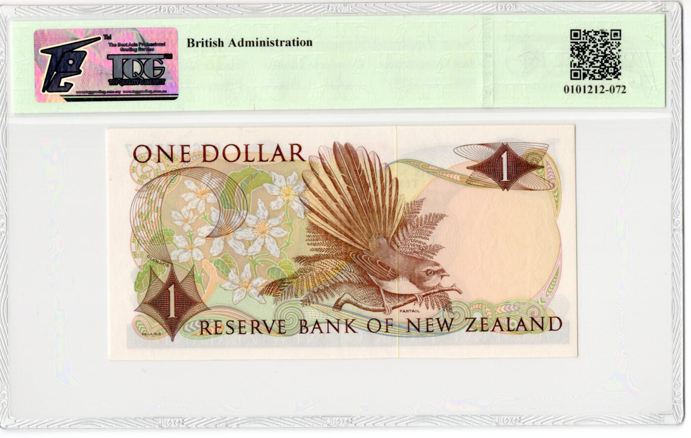 PThappally收藏第55次拍卖，英联邦地区硬币纸币 1977 新西兰 1元   签名为H. Ray Hardie, Pick: 163d TQG 64 Choice UNC