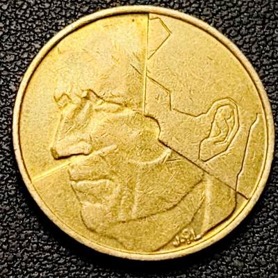 泉币菌-第192场- 除夕专场-新年快乐 本场拍品多 请提前出价（年后发货） - 1986年比利时5法郎铜币分裂的人格24mm