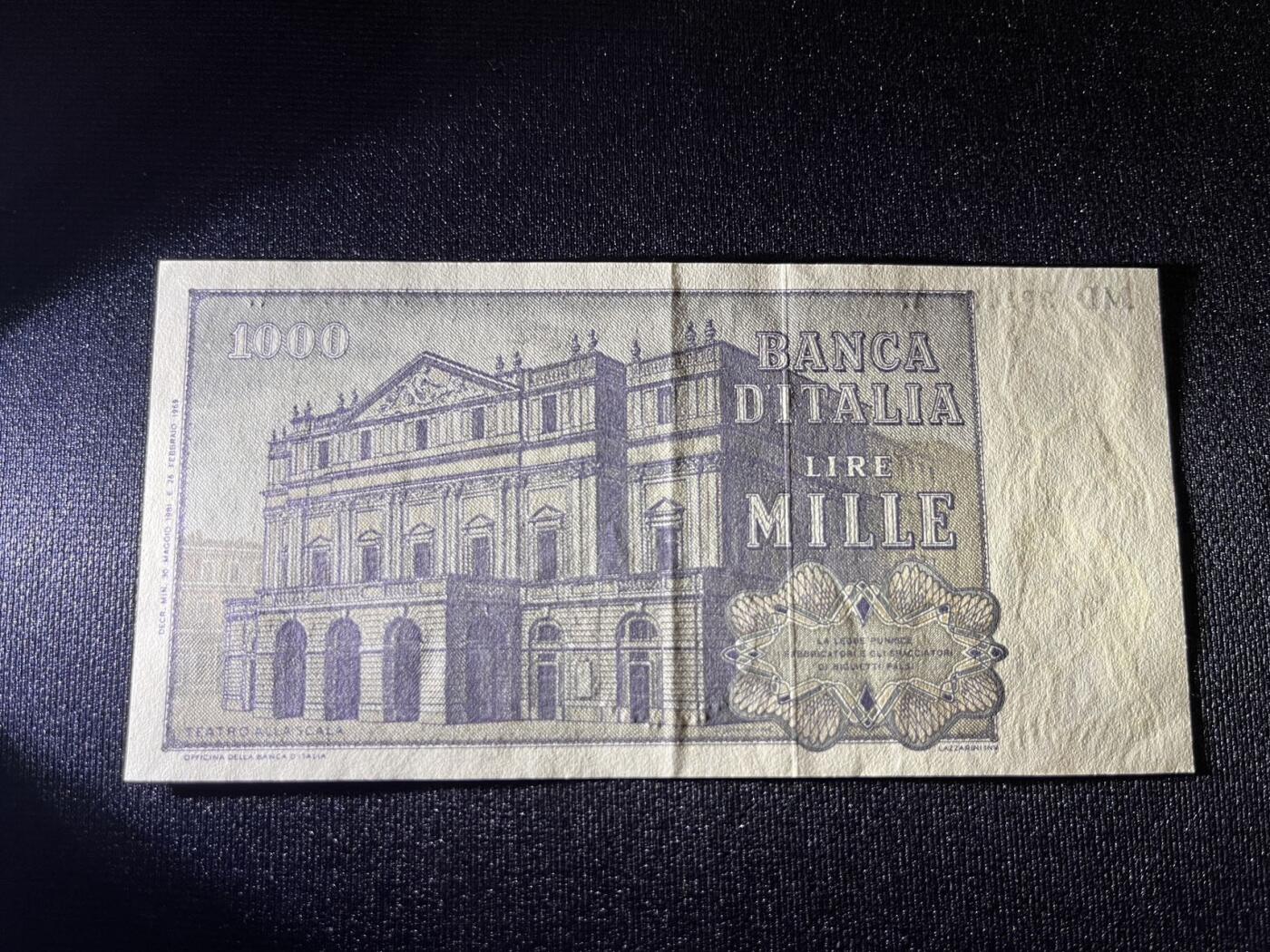 世界各国纸币拍卖 意大利1981年 1000里拉 实物图