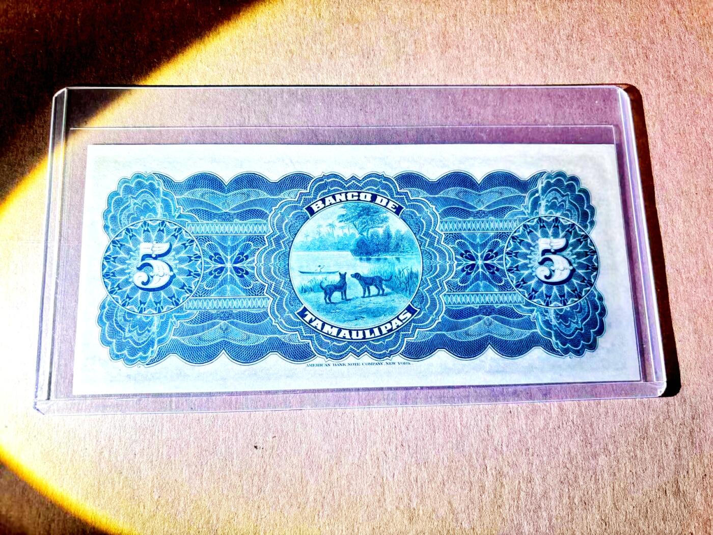 【Blue Auction】世界纸币精拍第787期——18级TOP拍卖/信誉/品质/专业/高效💫  【无47】墨西哥1902-14年5比索 小女孩 二犬观湖 ABNC出品 全新UNC