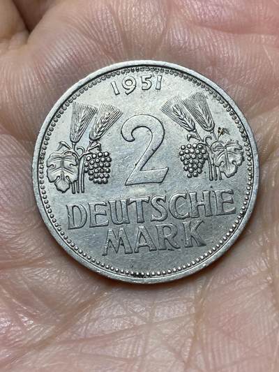 2026年第二十七场(总第一百九十六场）外国好品散币场(免佣金) - 稀少版本–德国🇩🇪1951年2德国马克(第一版，F标斯图加特造)