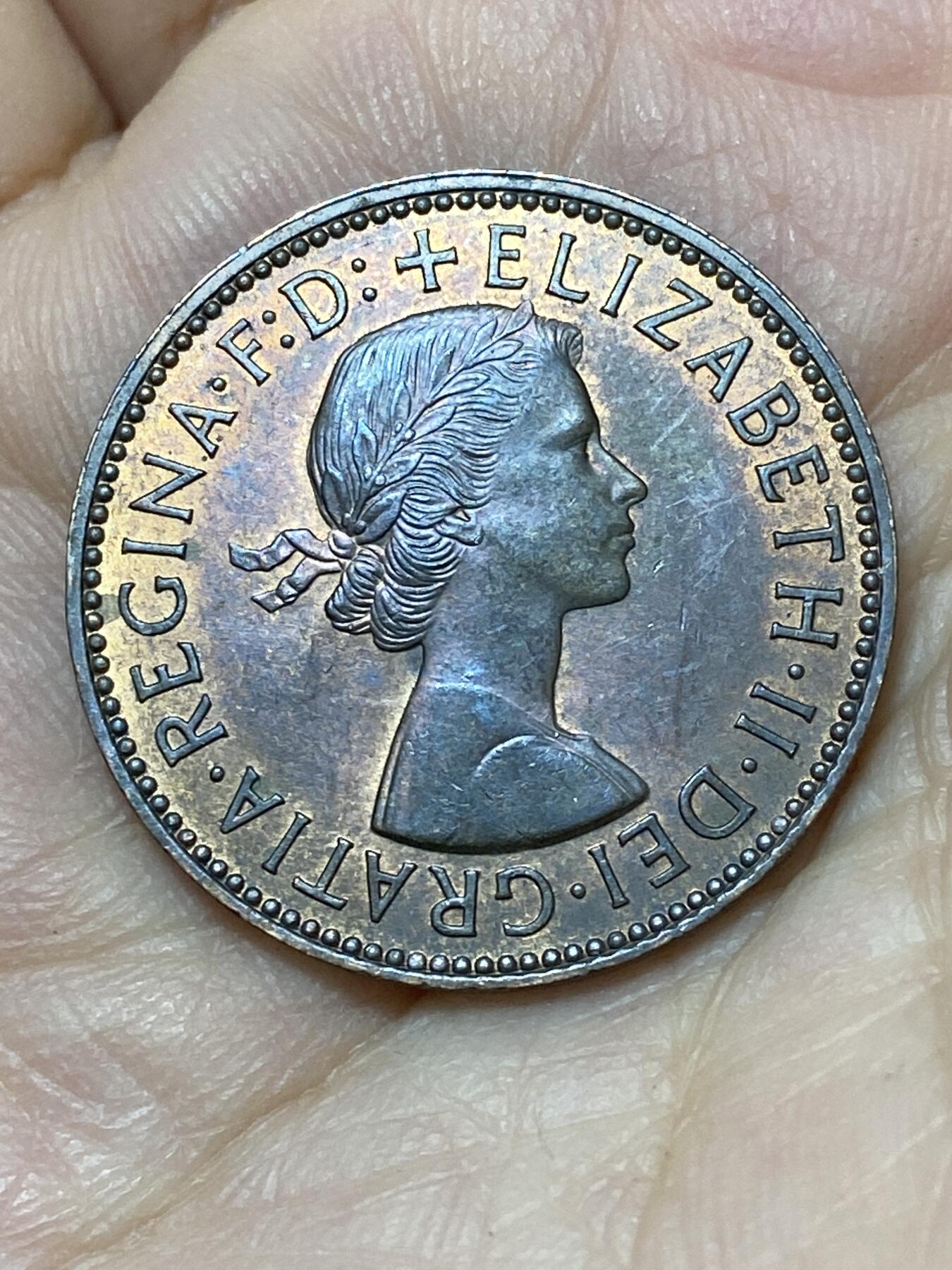 2026年第二十七场(总第一百九十六场）外国好品散币场(免佣金) 英国🇬🇧1955年半便士(伊丽莎白二世青年桂冠第二版)