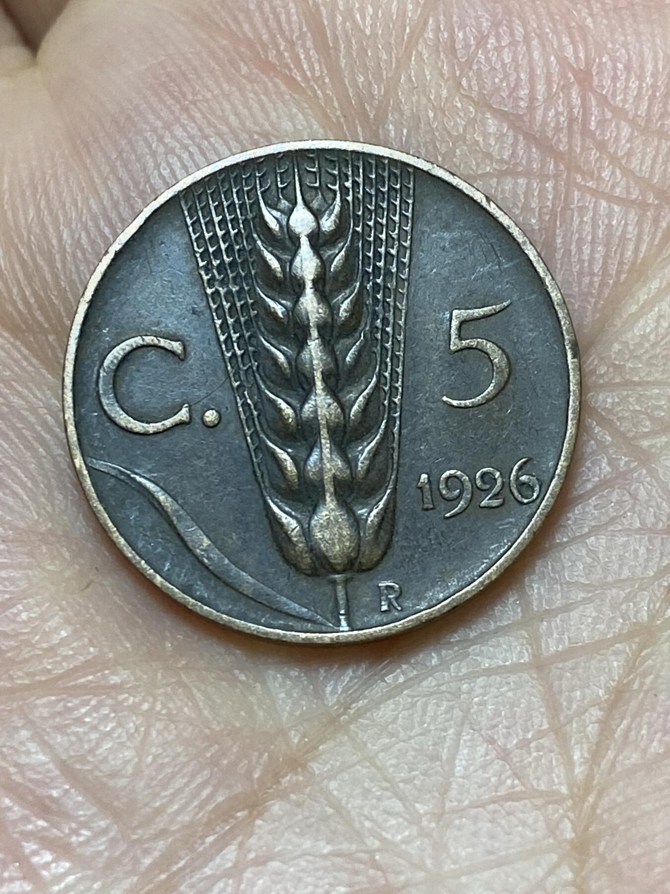 2026年第二十七场(总第一百九十六场）外国好品散币场(免佣金) 流通好品–意大利王国1926年5分(维托里奥·埃马努埃莱三世第三套)