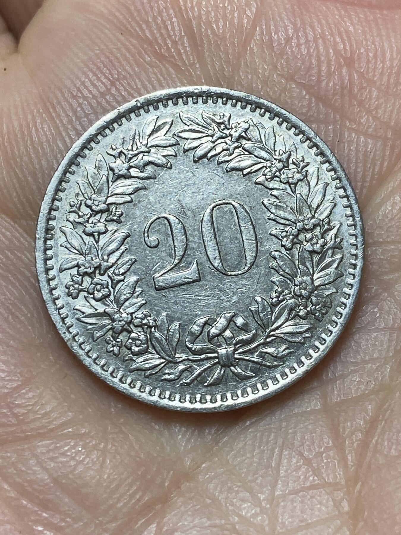 2026年第二十七场(总第一百九十六场）外国好品散币场(免佣金) 瑞士🇨🇭1975年20拉彭(第三版，无标版)