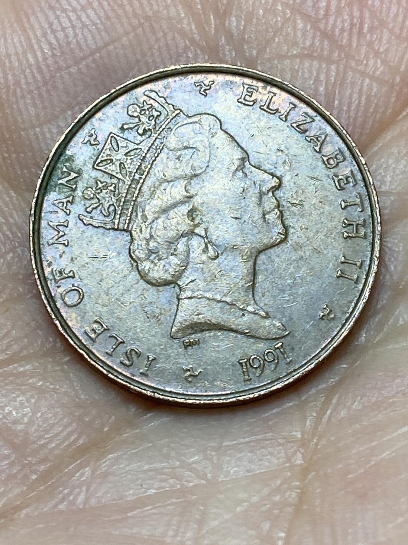 2026年第二十七场(总第一百九十六场）外国好品散币场(免佣金) 英属马恩岛🇮🇲1991年1便士(伊丽莎白二世中年高冠第二套)