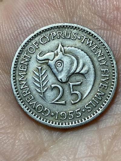 2026年第二十七场(总第一百九十六场）外国好品散币场(免佣金) - 英属塞浦路斯1955单年份25米尔(伊丽莎白二世青年带冠)