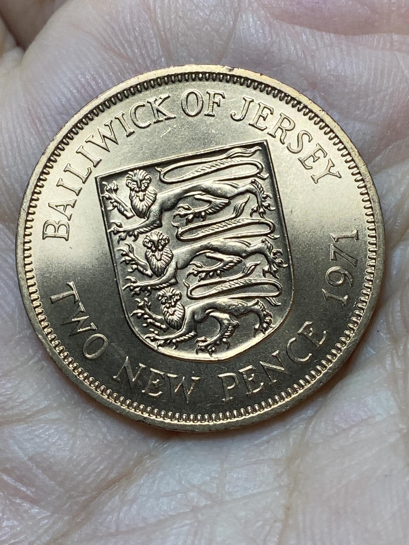 2026年第二十七场(总第一百九十六场）外国好品散币场(免佣金) 原光好品英属泽西岛🇯🇪1971年2新便士(伊丽莎白二世中年花冠，十进制第一套首发年)