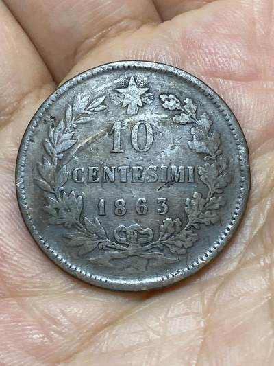 2026年第二十七场(总第一百九十六场）外国好品散币场(免佣金) - 意大利王国1863年10分(维托里奥·埃马努埃莱二世时期，无标巴黎造，关门年仅发行2年)