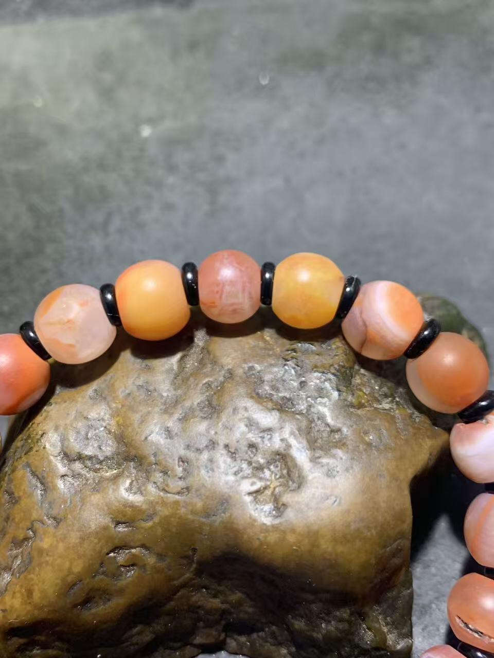 川料亚光南红玛瑙苹果珠单圈手串一条