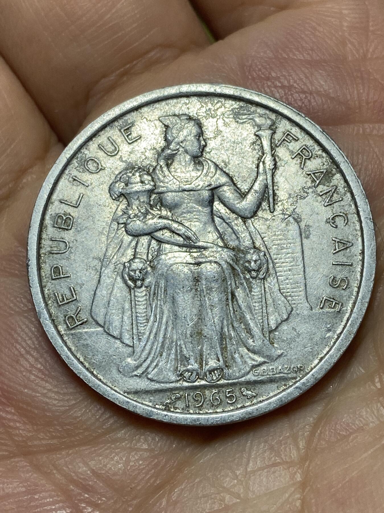 2026年第二十七场(总第一百九十六场）外国好品散币场(免佣金) 法属波利尼西亚🇵🇫1965年5法郎(第一版)