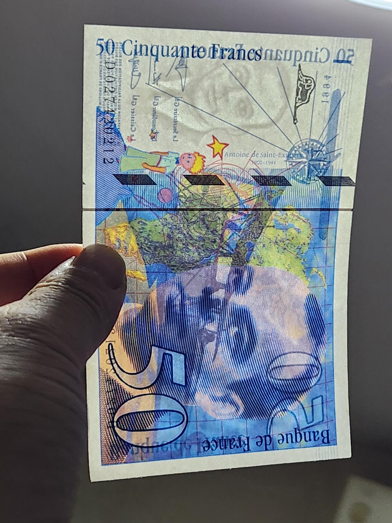 2月15号晚上8点 外国纸币自动截拍第26场 末版法国50法郎 极美品