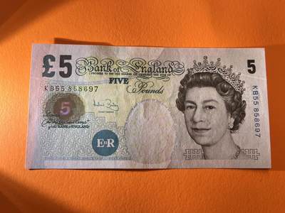 世界各国纸币拍卖 - 英国5英镑 实物图