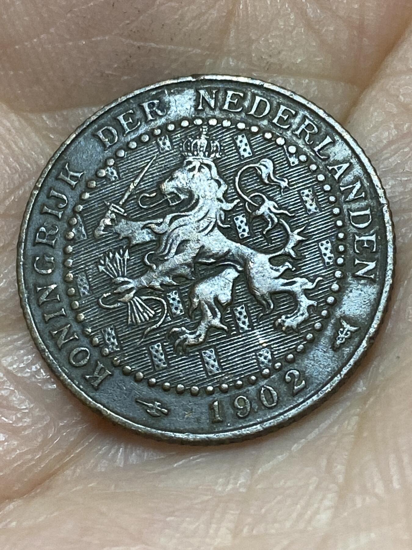 2026年第二十六场(总第一百九十五场）外国好品散币场(免佣金) 荷兰🇳🇱1902年1分(威廉明娜女王第四版首发年，Halberd–长戟标，Mint mark close  to date–厂标和日期较近版)