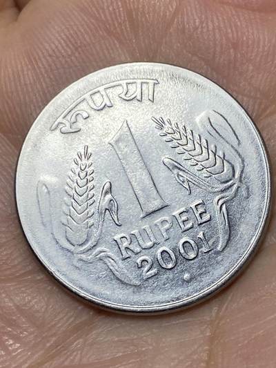 2026年第二十七场(总第一百九十六场）外国好品散币场(免佣金) - 印度🇮🇳2001年1卢比(N版圆点标，诺伊达造)
