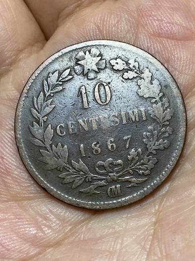 2026年第二十七场(总第一百九十六场）外国好品散币场(免佣金) - 意大利王国1867年10分(维托里奥·埃马努埃莱二世时期，OM标斯特拉斯堡造，关门年仅发行2年)