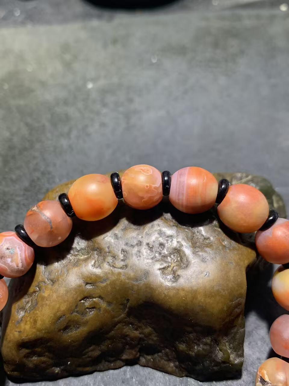 川料亚光南红玛瑙苹果珠单圈手串一条