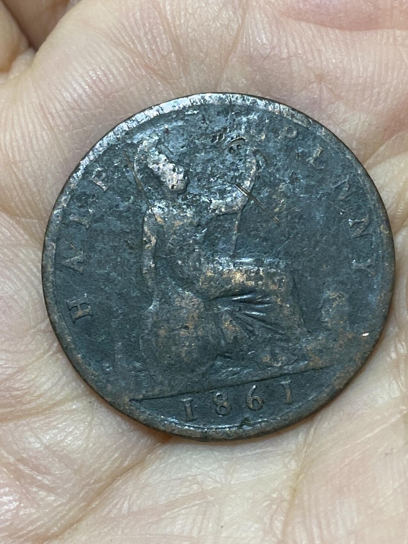 2026年第二十七场(总第一百九十六场）外国好品散币场(免佣金) 英国🇬🇧1861年半便士(维多利亚女王中年桂冠第二版，首发年)