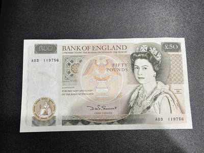 《外钞收藏家》第六百一十一期（农历新年第一场/快递恢复正常再发货）（长期征集拍品、欢迎藏友们联系合作） - 英国D序列50镑 全新UNC