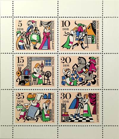 ↓君缘收藏744期☞钱币邮品↓无佣金、可寄存、满30元包邮  - 德国邮票东德，1967年童话(第二组):格林童话《画眉嘴国王》小版张