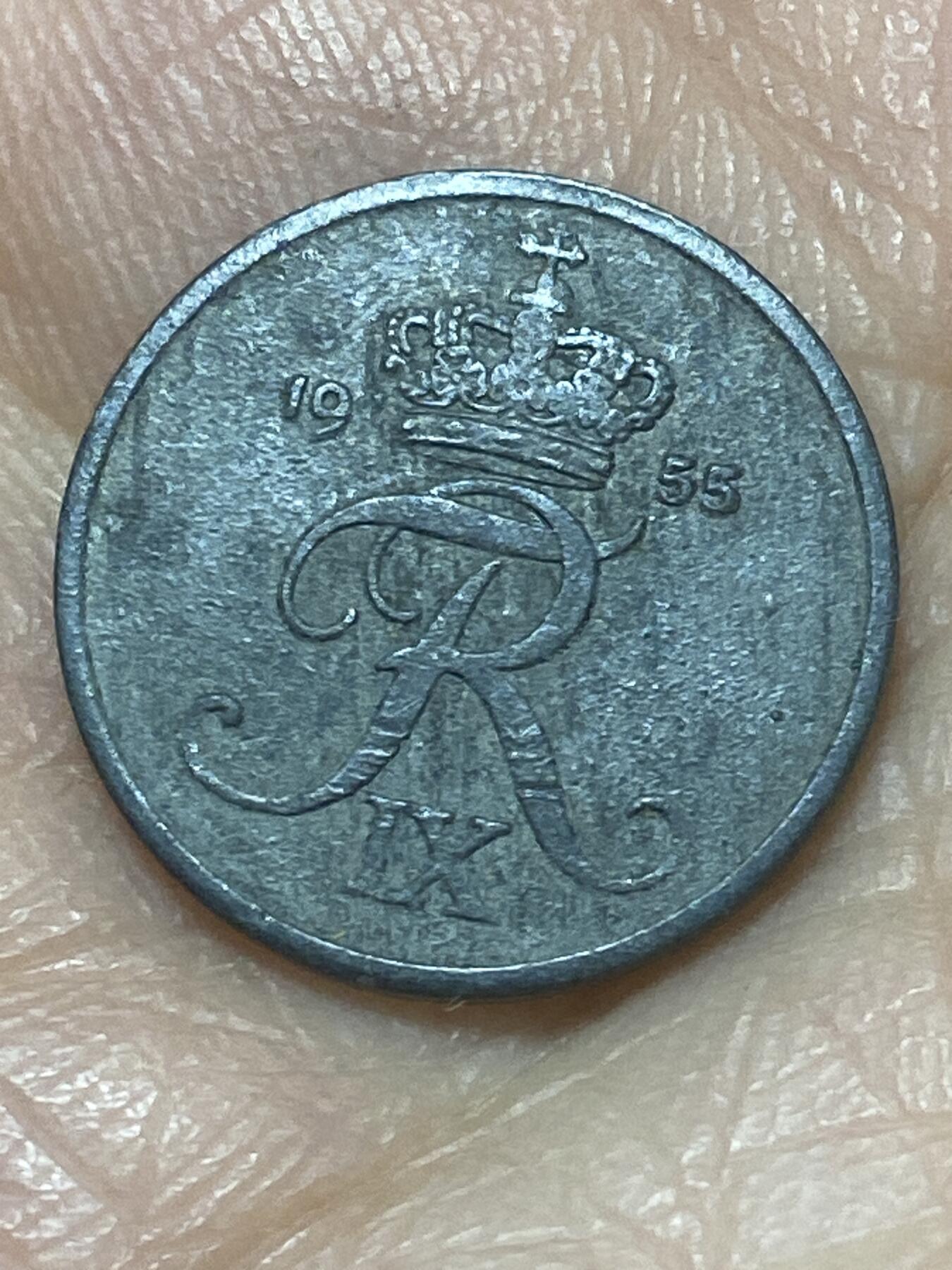 2026年第二十六场(总第一百九十五场）外国好品散币场(免佣金) 丹麦🇩🇰1955年1欧尔(弗雷德里克九世第一版，关门年，N; S版)