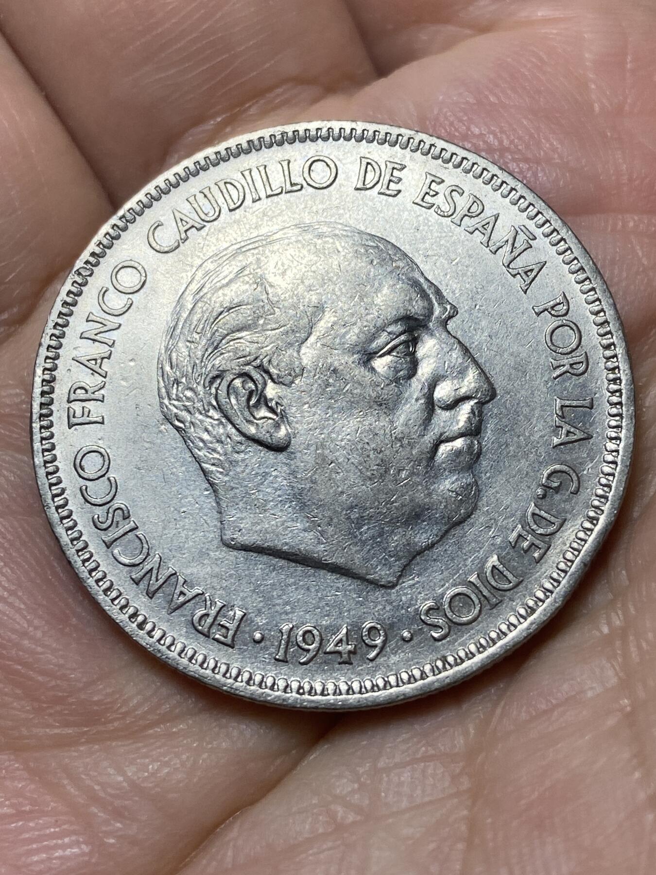 2026年第二十七场(总第一百九十六场）外国好品散币场(免佣金) 少见–西班牙🇪🇸1949(49)年5比塞塔(弗朗哥执政时期第一版，首发年)