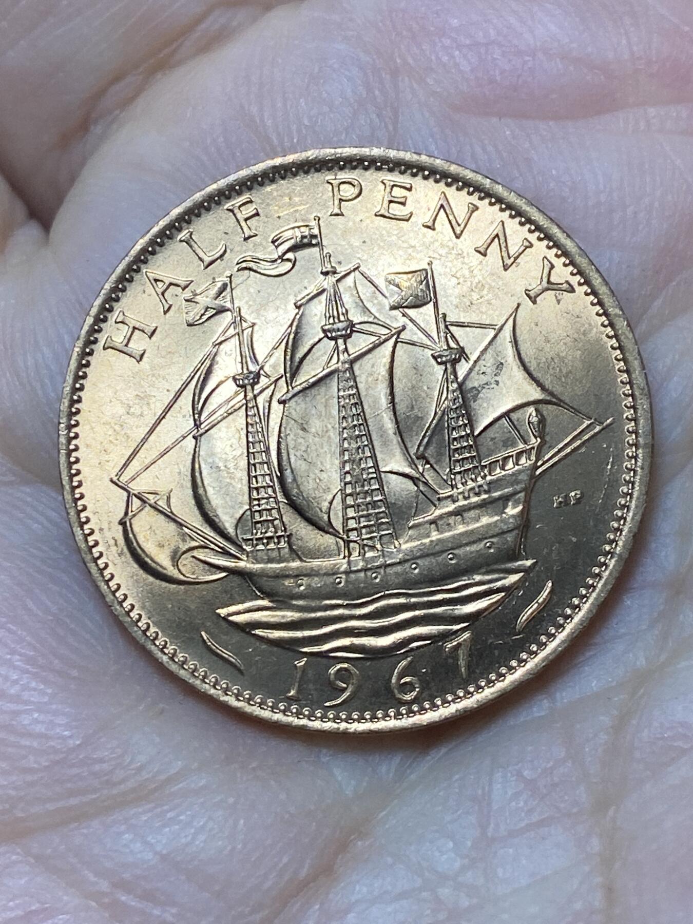 2026年第二十七场(总第一百九十六场）外国好品散币场(免佣金) 原光好品英国🇬🇧1967年半便士(伊丽莎白二世青年桂冠第二版，普制币关门年)