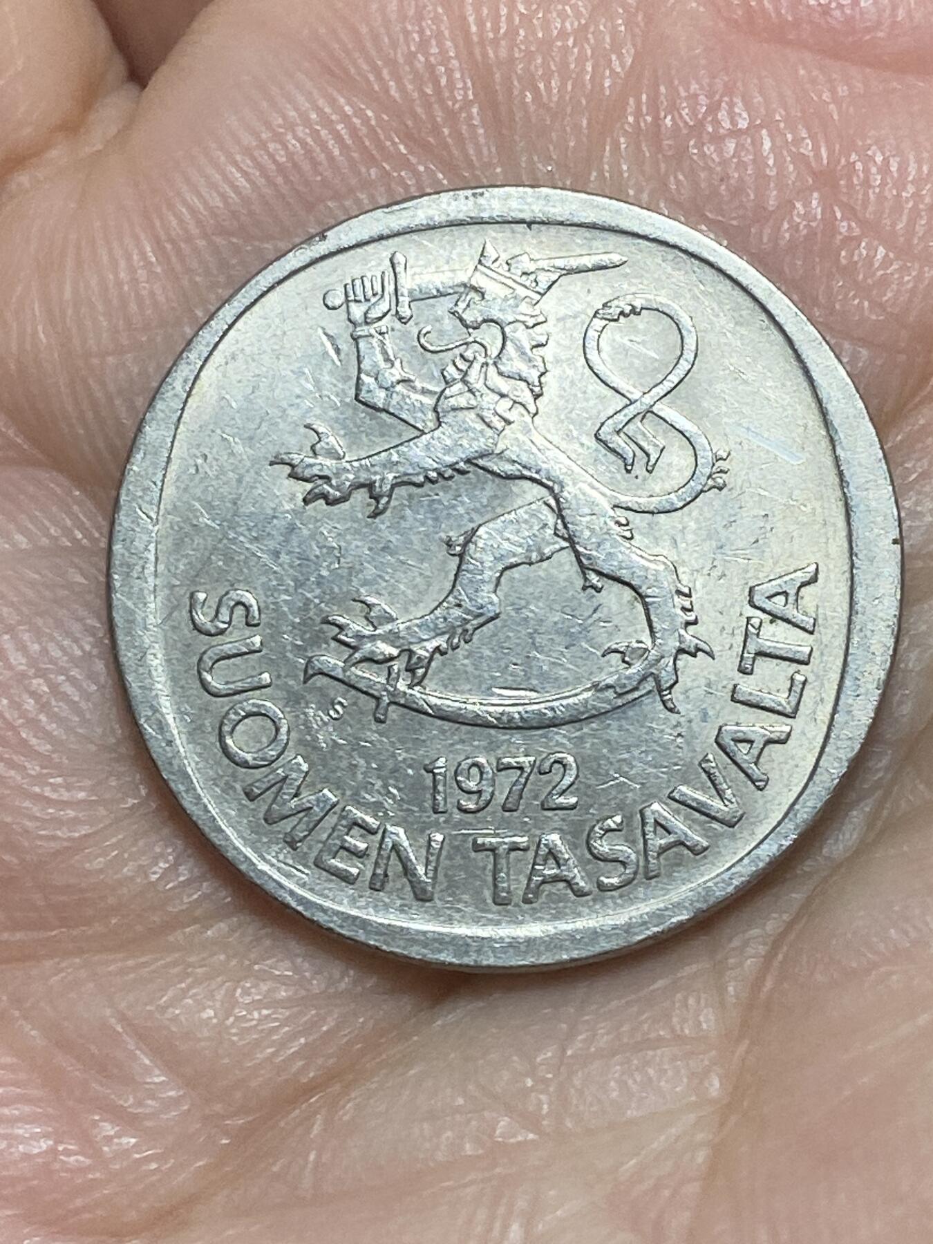 2026年第二十六场(总第一百九十五场）外国好品散币场(免佣金) 芬兰🇫🇮1972年1马克(独立后第三套早期，S标)