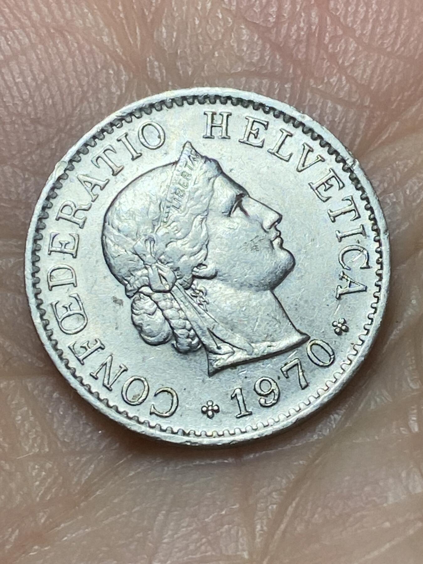 2026年第二十七场(总第一百九十六场）外国好品散币场(免佣金) 瑞士🇨🇭1970年5拉彭(第二版，无标版)