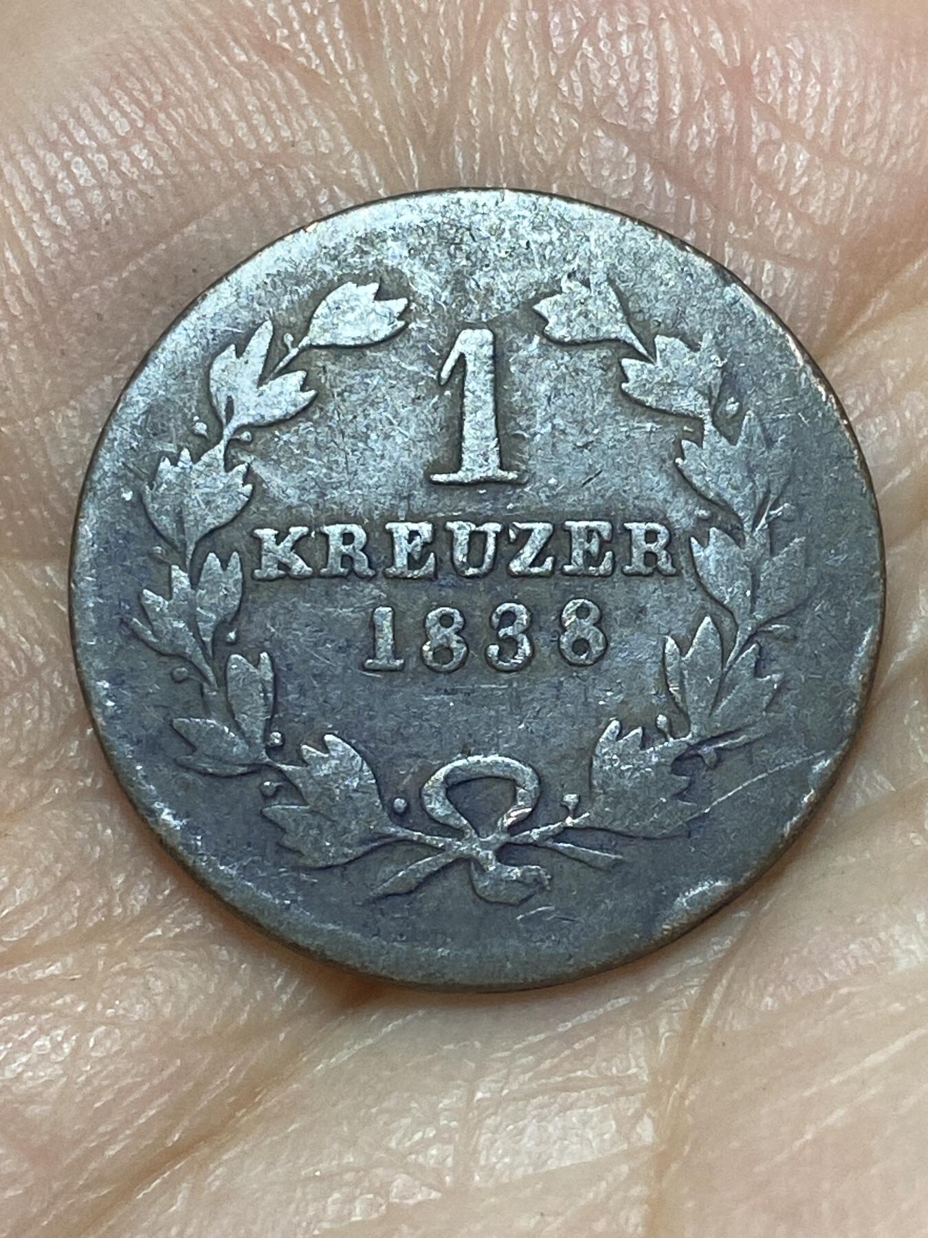 2026年第二十六场(总第一百九十五场）外国好品散币场(免佣金) 德意志邦国–巴登大公国1838年1克鲁泽(利奥波德一世第三版)