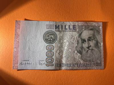 世界各国纸币拍卖 - 意大利1000里拉 实物图