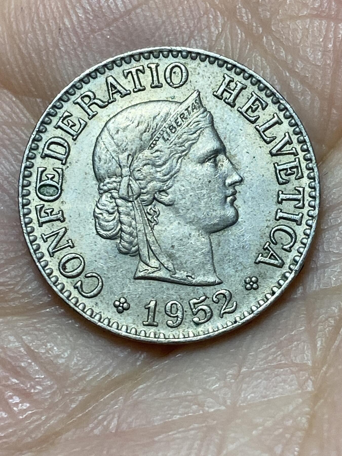 2026年第二十七场(总第一百九十六场）外国好品散币场(免佣金) 瑞士🇨🇭1952年10拉彭(第二版，B标伯尔尼造)