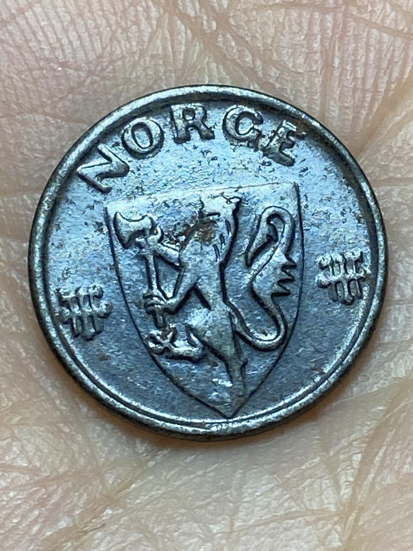 2026年第二十七场(总第一百九十六场）外国好品散币场(免佣金) 挪威🇳🇴1943年1欧尔铁币(哈康七世第四版，二战德国占领时期)