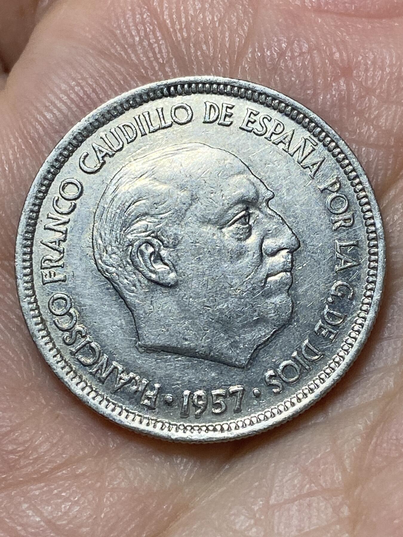 2026年第二十七场(总第一百九十六场）外国好品散币场(免佣金) 西班牙🇪🇸1957(73)年5比塞塔(弗朗哥执政时期)