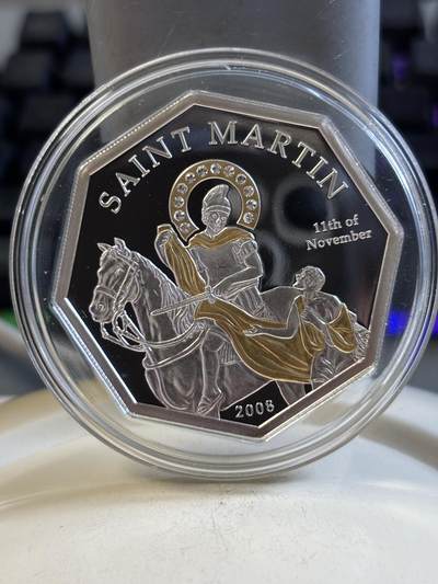 第191期拍卖 - 库克2008年艺术系列圣马林八边形镶水晶纪念银币，25克，999银