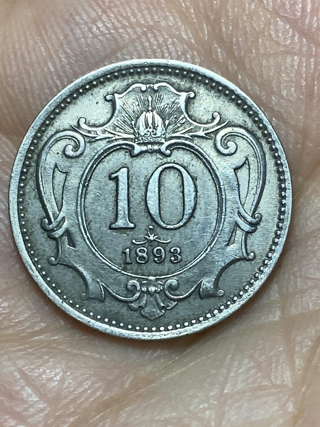 2026年第二十六场(总第一百九十五场）外国好品散币场(免佣金) 好品–奥地利帝国1893年10赫勒(奥匈帝国弗朗茨·约瑟夫一世时期)