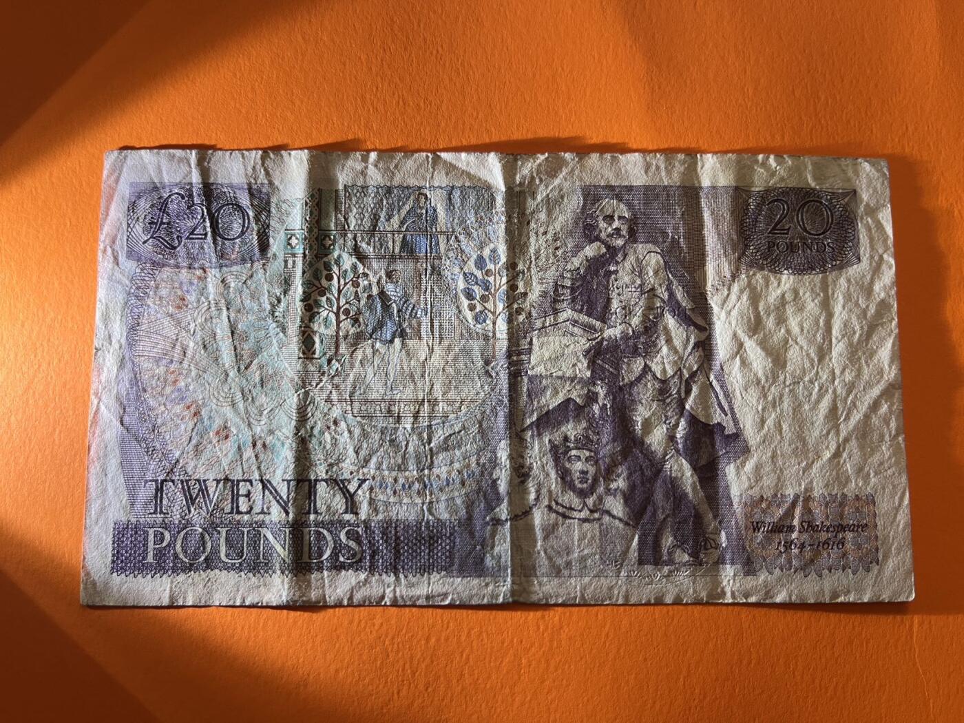 世界各国纸币拍卖 英国20英镑 实物图