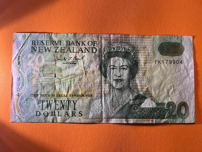 世界各国纸币拍卖 - 1994年 新西兰20元 实物图