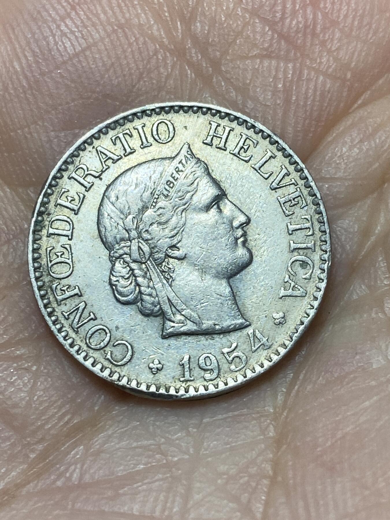 2026年第二十七场(总第一百九十六场）外国好品散币场(免佣金) 瑞士🇨🇭1954年10拉彭(第二版，B标伯尔尼造)