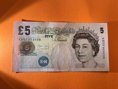 世界各国纸币拍卖 - 英国5英镑 实物图
