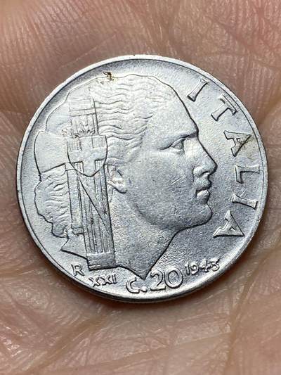 2026年第二十七场(总第一百九十六场）外国好品散币场(免佣金) - 意大利王国1943年20分(维托里奥·埃马努埃莱三世第四套，有磁版)