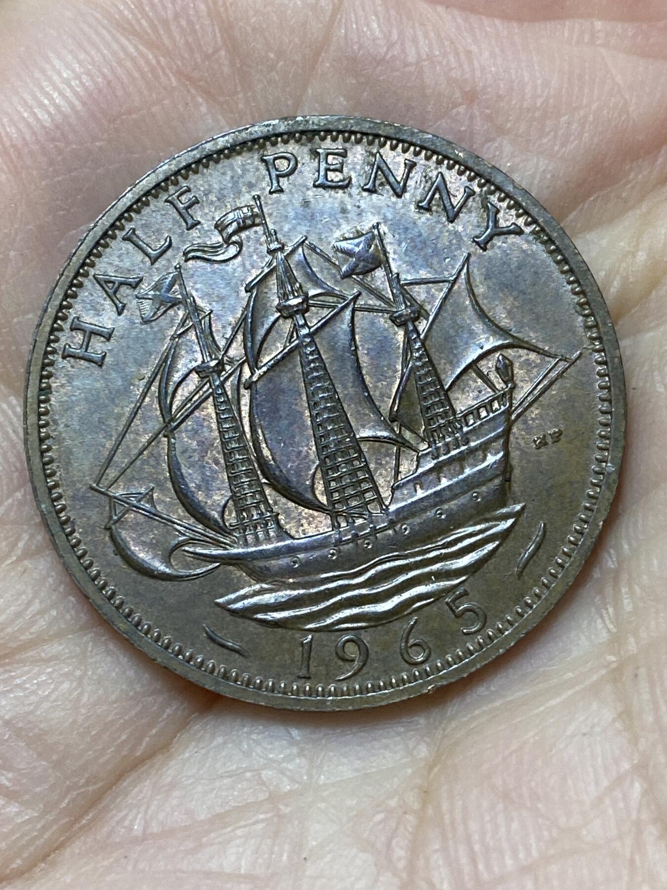 2026年第二十七场(总第一百九十六场）外国好品散币场(免佣金) 英国🇬🇧1965年半便士(伊丽莎白二世青年桂冠第二版)